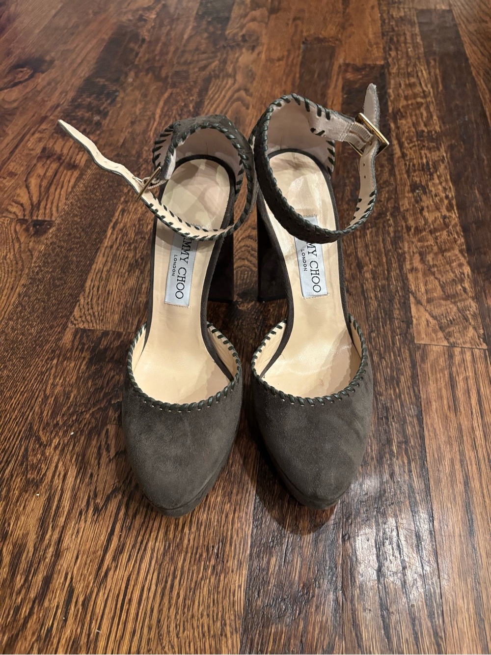 Jimmy Choo Olive Suede Ankle-Strap Pumps